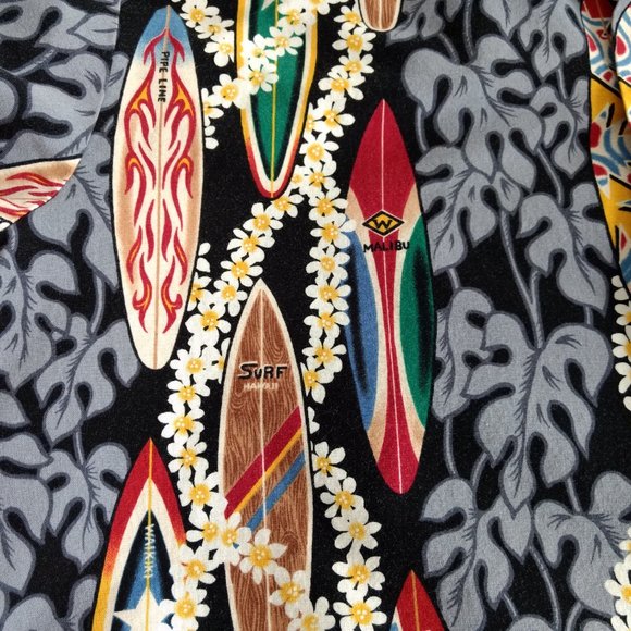 RJC Vintage Shirt Men's XL Multicolor Surf Boards Floral Button Hawaiian Pocket - Picture 8 of 12